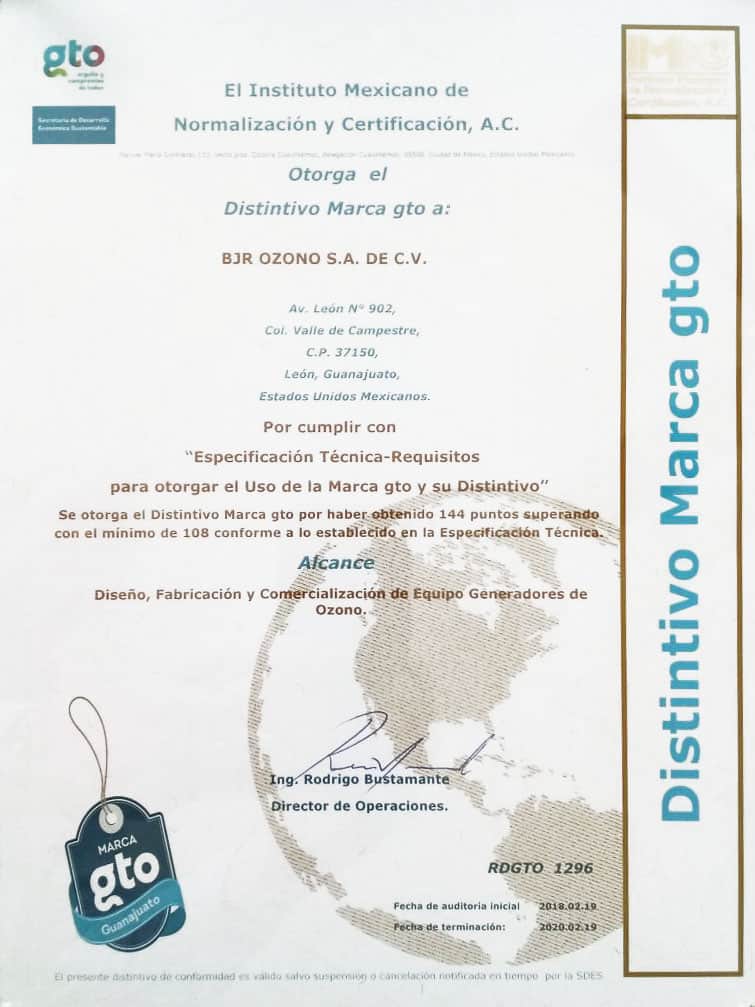 Certificado Marca Guanajuato Ozono Carbars